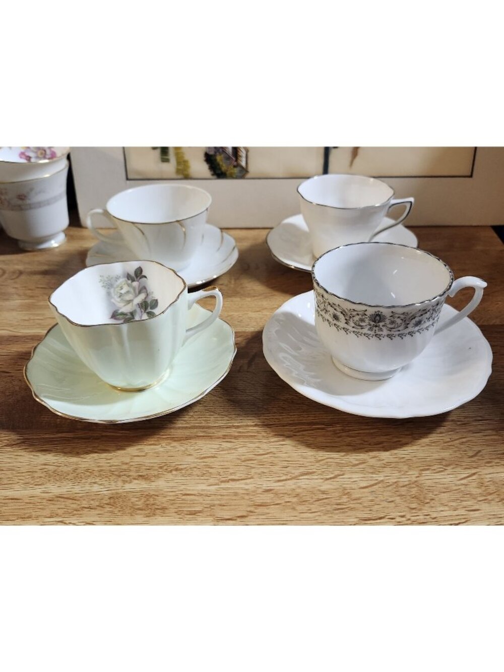Mismatched China Tea Cups & Saucers Tea Party 4 Sets